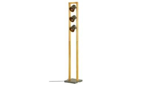 Trio Stehleuchte, 3-flammig, Nickel antik/Pinienholz