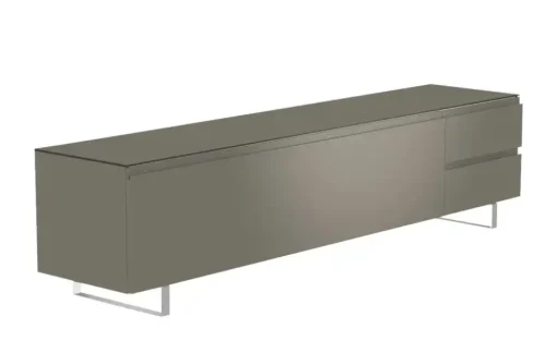 TV Board Nicolo Phono | Grau, matt, Kufen/ Alufarben
