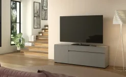 TV Board Nicolo Phono | Grau, matt, Gleiter/ Schwarz