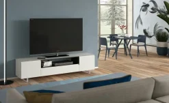 TV Board Nicolo Phono | Weiß, matt, Kufen/ Alufarben
