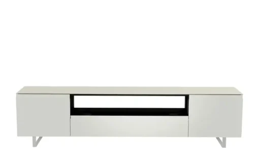 TV Board Nicolo Phono | Weiß, matt, Kufen/ Alufarben