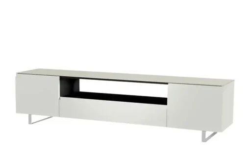 TV Board Nicolo Phono | Weiß, matt, Kufen/ Alufarben