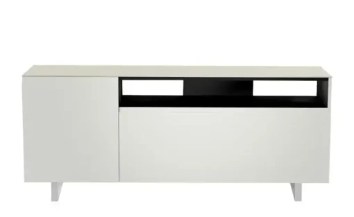 TV Board Nicolo Phono | Weiß, matt, Kufen/ Alufarben