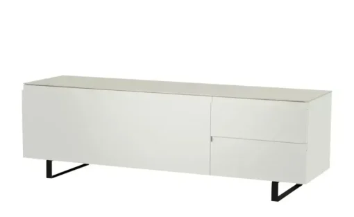 TV Board Nicolo Phono | Weiß, matt, Kufen/ Schwarz