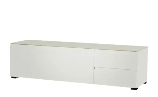 TV Board Nicolo Phono | Weiß, matt, Gleiter/ Schwarz