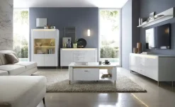 TV-Lowboard mit Softclose Losini | Weiß, Goldfarben