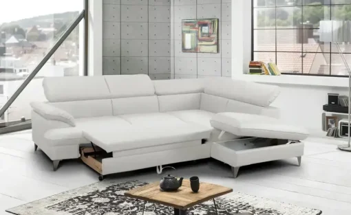 uno Ecksofa aus Kunstleder David | Hellgrau, rechts