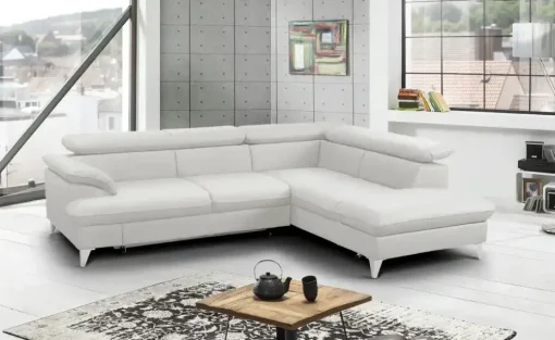 uno Ecksofa aus Kunstleder David | Hellgrau, rechts