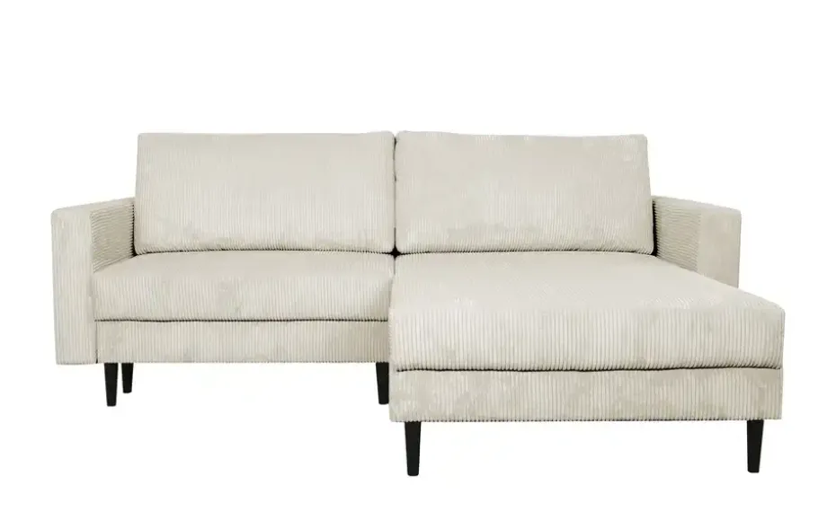 uno Ecksofa trendiger Cordstoff Livorno | Creme, ohne