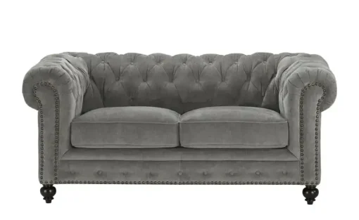 uno Einzelsofa Chesterfield Stoff | Grau, 2 | Höffner