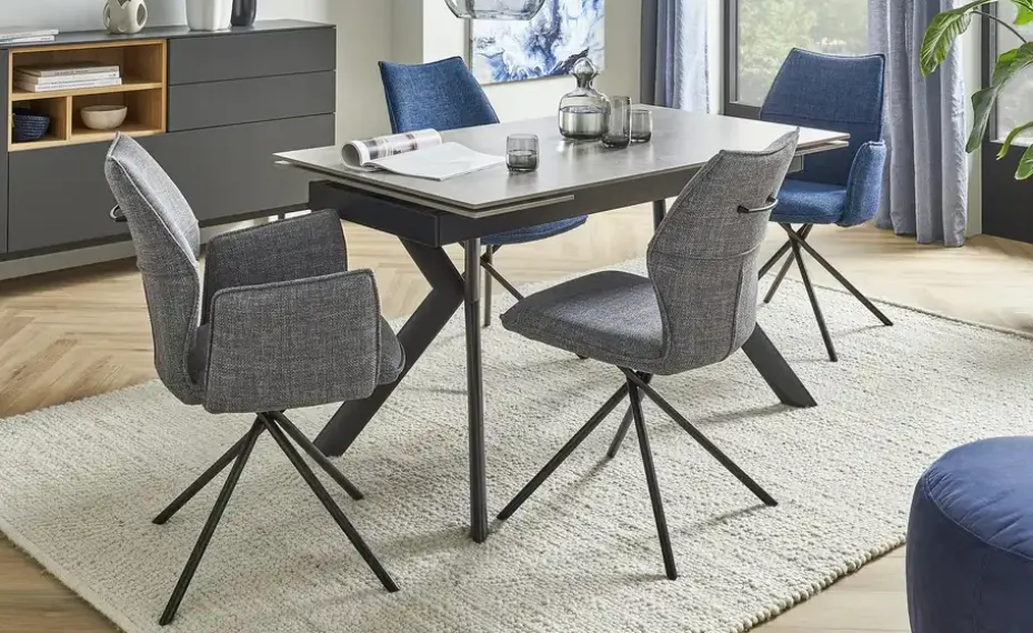 uno Esszimmerstuhl  drehbar Gundis | Blau, Griff, Drehfunktion, Armlehne