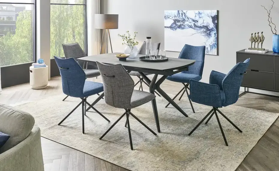 uno Esszimmerstuhl  drehbar Gundis | Blau, Griff, Drehfunktion, Armlehne