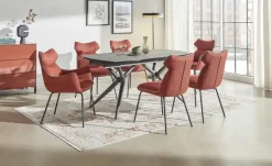 uno Esszimmerstuhl mit Metallgestell Denver | Bordeauxrot, ohne