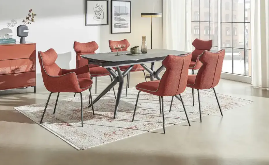 uno Esszimmerstuhl mit Metallgestell Denver | Bordeauxrot, ohne