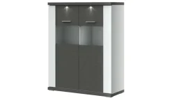 uno Highboard  Titan | Weiß, Graphit, Spotbeleuchtung