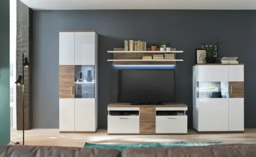 uno Highboard Zypern | Glaseinsatz links, ohne
