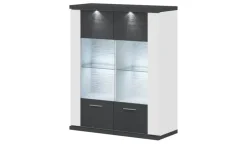 uno Hängevitrine  Titan | Weiß, Graphit, Spotbeleuchtung