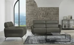 uno Ledersofa 2-sitzig Messina | Grundfunktion, Steingrau