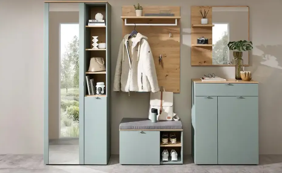 uno Schuhkommode Turin | Grün, Eiche Artisan (Nachbildung)