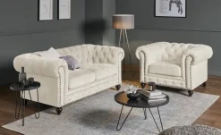 uno Sessel Chesterfield Stoff | Creme | Möbel Höffner