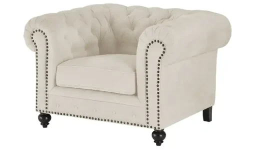uno Sessel Chesterfield Stoff | Creme | Möbel Höffner