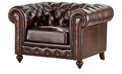 uno Sessel im Vintage-Look Chesterfield | Braun