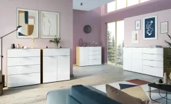 uno Sideboard Levi | Eiche (Nachbildung), Weiß