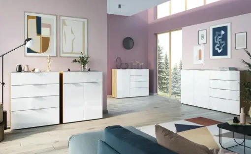 uno Sideboard Levi | Eiche (Nachbildung), Weiß