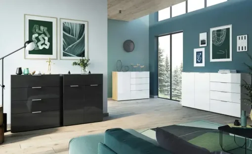 uno Sideboard Levi | Eiche (Nachbildung), Weiß