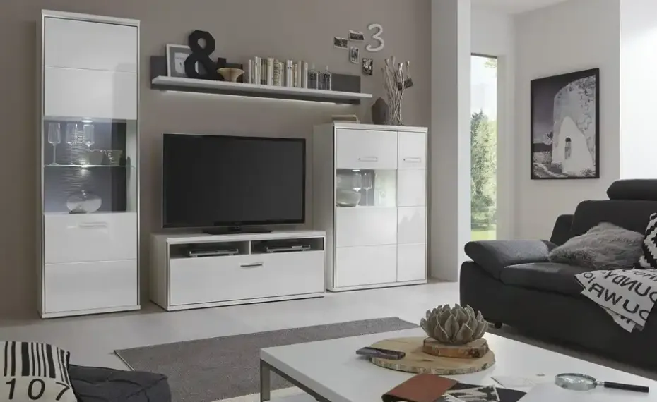 uno Wohnwand Setto | Rechts, Schubkastendämpfer, Türdämpfer