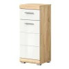 Unterschrank SCHLOONSEE, Breite 37cm, 1 Tür, 1 Schubkasten, 2 Fächer, MDF-Front in verschiedenen Farben erhältlich, Badmöbel, Badschrank, Kommode, Bad Schloonsee | Weiß