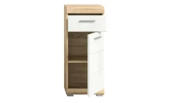 Unterschrank SCHLOONSEE, Breite 37cm, 1 Tür, 1 Schubkasten, 2 Fächer, MDF-Front in verschiedenen Farben erhältlich, Badmöbel, Badschrank, Kommode, Bad Schloonsee | Weiß