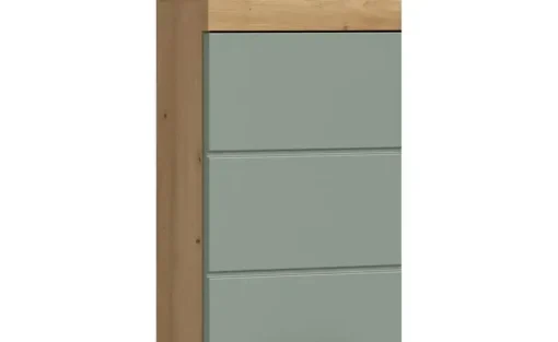 Unterschrank SCHLOONSEE, Breite 74cm, 2 Tür, 1 Schubkasten, 2 Fächer, MDF-Front in verschiedenen Farben erhältlich, Badmöbel, Badschrank, Kommode, Bad Schloonsee | Eiche Artisan (Nachbildung), Salbeigrün