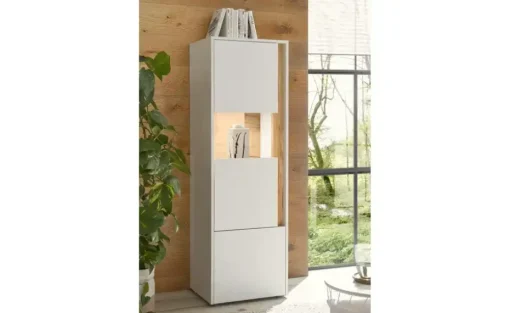 Vitrine Cande | 2 Stück, Weiß, Eiche (Nachbildung)