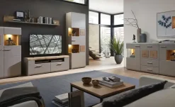 Vitrine Cortina | Grau, Eiche (Nachbildung) | Höffner