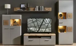 Vitrine Cortina | Grau, Eiche (Nachbildung) | Höffner