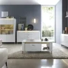 Vitrine mit Softclose Losini | Weiß, Goldfarben