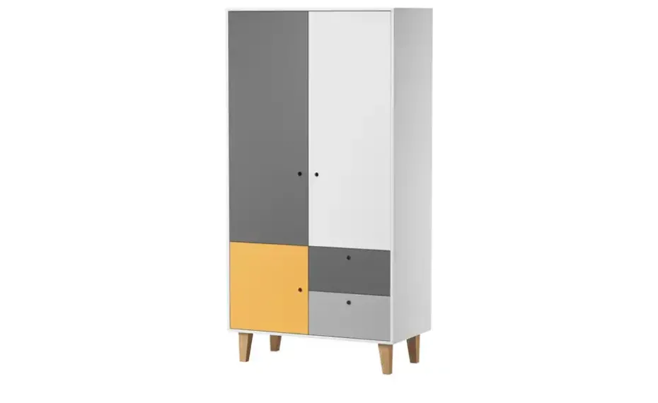VOX Kleiderschrank Concept | 103,2 cm, Weiß, Graphit, Gelb, Grau, Eiche