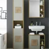 Waschbeckenunterschrank Gremminer See | Eiche (Nachbildung), Grau, holzfarben