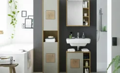 Waschbeckenunterschrank Gremminer See | Eiche (Nachbildung), Grau, holzfarben