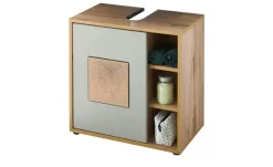 Waschbeckenunterschrank Gremminer See | Eiche (Nachbildung), Grau, holzfarben