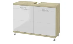 Waschbeckenunterschrank Nehmitzsee | Eiche Artisan (Nachbildung), Weiß