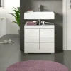 Waschbeckenunterschrank SCHLOONSEE, Breite 60cm, 2 Tür, 2 Fächer, mit Siphonausschnitt, MDF-Front in verschiedenen Farben erhältlich, Badmöbel, Badschrank, Kommode, Bad Schloonsee | Weiß, hochglanz