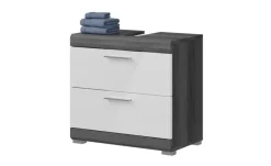 Waschbeckenunterschrank SCHLOONSEE, Breite 60cm, 2 Schubkästen, mit Siphonausschnitt, MDF-Front, in verschiedenen Farben erhältlich, Badmöbel, Badschrank, Kommode, Bad Schloonsee | Weiß