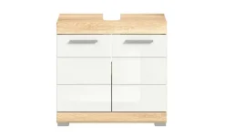 Waschbeckenunterschrank SCHLOONSEE, Breite 60cm, 2 Tür, 2 Fächer, mit Siphonausschnitt, MDF-Front in verschiedenen Farben erhältlich, Badmöbel, Badschrank, Kommode, Bad Schloonsee | Weiß