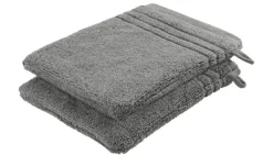 Waschhandschuh (16 x 21cm), 2er-Set Anthrazit Soft Cotton