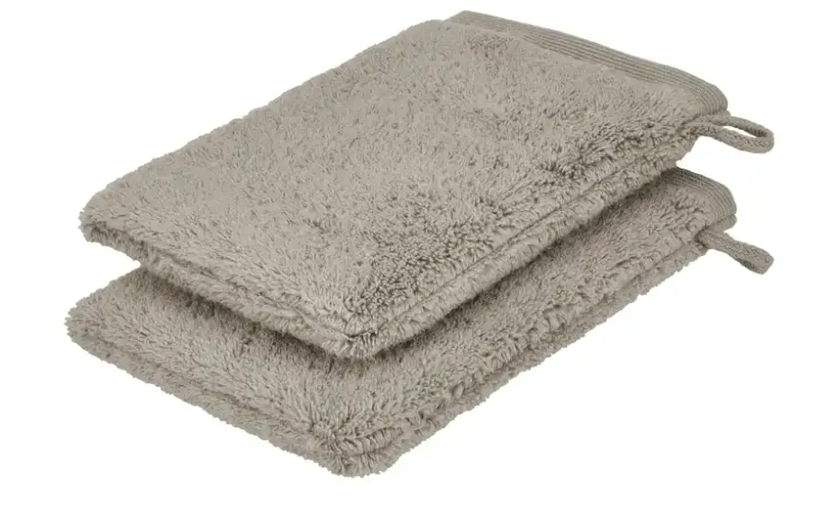 Waschhandschuh (16 x 21cm), 2er-Set Taupe Kuschel Wuschel