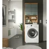 Waschmaschinenumbauschrank SCHLOONSEE, Breite 63cm, für Waschmaschine & Trockner, 2 Türen, MDF-Front, in verschiedenen Farben, Überbauschrank, Umbauschrank, Badschrank Schloonsee | Eiche Artisan (Nachbildung), Salbeigrün