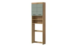 Waschmaschinenumbauschrank SCHLOONSEE, Breite 63cm, für Waschmaschine & Trockner, 2 Türen, MDF-Front, in verschiedenen Farben, Überbauschrank, Umbauschrank, Badschrank Schloonsee | Eiche Artisan (Nachbildung), Salbeigrün