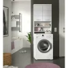 Waschmaschinenumbauschrank SCHLOONSEE, Breite 63cm, für Waschmaschine & Trockner, 2 Türen, MDF-Front, in verschiedenen Farben, Überbauschrank, Umbauschrank, Badschrank Schloonsee | Weiß, hochglanz